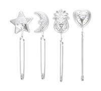 TOVINANNA Lot de 4 Infuseurs à Thé en Acier Inoxydable 304 Filtres à Thé Portables Créatifs Poignée Formes Étoile Cœur Lune et Ananas Réutilisables pour Maison et Bureau