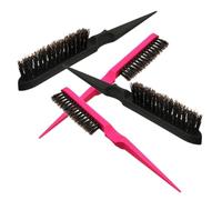 TOVINANNA Lot de 4 Peignes à Poils en Crin de Sanglier Noirs, Multi-usages Prise Confortable, Brosse à Cheveux pour Salon Professionnel et Usage Maison Couleur Aléatoire