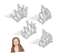 TOVINANNA Lot De 4 Petites Couronnes De Diadème Argentées Avec Peignes à Cheveux, Accessoires Légers En Alliage Pour Filles, Adolescentes Et Garçon Et Filles, Fête D’anniversaire Et Spectacle Scolaire