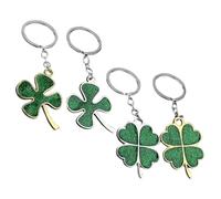 TOVINANNA Lot de 4 Porte-clés Pendentifs Trèfle à Quatre Feuilles en Alliage Robuste, Grand Format Feuille Verte Brillante, Breloques Chance pour Clés, Paquet et Présents Symboliques