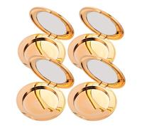 TOVINANNA Lot de 4 Poudriers Vides Ronds avec Miroir Intégré, Boîtiers Compacts Portables en Plastique Doré pour Rangement et Création de Palettes de Maquillage, Étuis à Fards à
