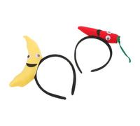 TOVINANNA Lot de 4 Serrage-Têtes Bandeau de Costume Banane et Piment Accessoires pour Cheveux Adultes Légers Bandeaux d'Halloween et Cosplay Accessoires Coiffure Amusants pour Fêtes et
