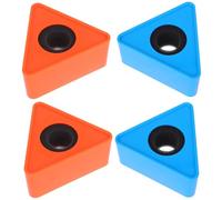 TOVINANNA Lot de 4 Stations de Drapeau Micro Triangulaires Bleu et Orange, Accessoire de Microphone Léger et Portable pour Interview, Conférence et Chaîne Tv, Cube Drapeau Micro Logo
