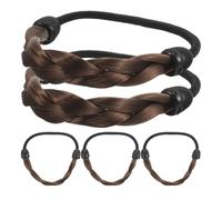 TOVINANNA Lot de 5 Élastiques à Cheveux pour Queue de Cheval, Bandeau Tressé Synthétique Marron, Accessoires Coiffure pour Femmes et Filles, Postiche Tresse Élastiques, Maintien Confortable