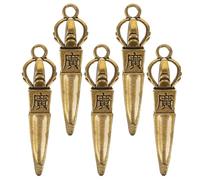 TOVINANNA Lot de 5 Pendentifs Vajra en Laiton Mini Ornement Porte-Clés Pilon Vajra Rétro Accessoire Bricolage Décoratif Polyvalent pour Paquet Clé Collier Décoration Suspendue