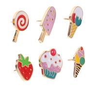 TOVINANNA Lot De 6 Broches Pour Glaces D'Été Desserts Fraises Artificielles Centre De Table Bonbons Pour Sacs De Fête Jolies Broches De Dessin Animé Badges Accessoires