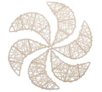 TOVINANNA Lot de 6 Décorations Suspendues en Rotin Tissé Couleur Beige Clair, Forme Lune Creuse, Accessoires Décoratifs pour Mariage, Fêtes et Vitrines, Décoration Suspendue Artisanale