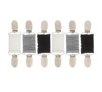 TOVINANNA Lot de 6 Pinces à Ourlet Élastiques pour Femmes - Clips Serrage-Robe Ajustables en Sangle Dorsale - Coloris Blanc Noir et Gris - Maintien Antidérapant pour Robes Cardigans et