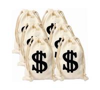 TOVINANNA Lot de 6 Sacs à Cordon en Coton pour Fête Thème Pirate Cowboy Voleur, Pochons Décoratifs et Rangement Pratique pour Anniversaire