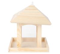 TOVINANNA Mangeoire à Oiseaux Suspendue Récipient Alimentaire Décoratif Design Simple pour Jardin en Bois Beige pour Canaris et Alouettes