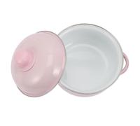 TOVINANNA Marmite à Soupe en Émail Épais 1,1l Double Poignées et Couvercle, Casserole Isolante pour Mijoter et Cuire la Soupe