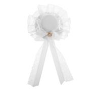 TOVINANNA Mini Chapeau Haut de Forme Lolita Blanc Nœud et Voile Latéral, Accessoire Coiffure pour Mariage et Cosplay Femme