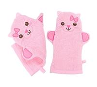 TOVINANNA Moufles De Bain Pour Tout-petits Lot De 2 Moufles De Gommage Corporel D'animaux Doux Et Pratiques 04 Chat Rose