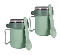 TOVINANNA Mug Soupe Micro-Ondable Couvercle et Cuillère, Lot de 2 Bols Transportables pour Bureau et Pique-Niques, Récipient Alimentaire Résistant à Chaleur pour Soupe et Céréales