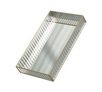 TOVINANNA Organisateur Cosmétique Verre Rayé Pour Salle De Bain Plateau De Rangement Pratique Pour Maquillage Et Bijoux Petite Design Transparent
