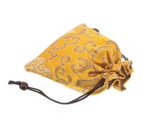 TOVINANNA Paquet à Bijoux Brodé en Soie Dorée 13X16 CM Léger et Compact Cordon de Serrage pour Colliers Bracelets et Petits Accessoires