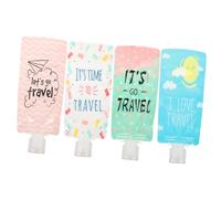 TOVINANNA Paquet De Lotion 4 Pièces 100 Ml Pliable Étanche Ensemble De Paquet De Rangement De Voyage Pour Cosmétiques Lotion Shampoing Blanc Rose Bleu Vert Étoile