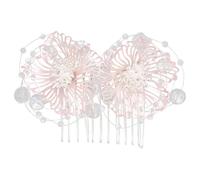 TOVINANNA Peigne à Cheveux de Mariée Argenté avec Cristaux Artificiels et Fleurs Artisanales, Accessoire Coiffure Mariage Élégant pour Chignon, Queue de Cheval, Fêtes et Banquets