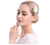 TOVINANNA Peigne à Cheveux Mariage Alliage Blanc Avec Fleurs Soie Et Strass Accessoire Élégant Pour Mariée Et Demoiselles Honneur Décoration Nuptiale Raffinée