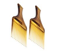 TOVINANNA Peigne De Coiffure Afro à Dents Larges En Plastique Ambré, Lot De 2, Taille Compacte, Démêlage Facile, Pour Cheveux Bouclés Et Épais, Coiffage Homme Et Femme