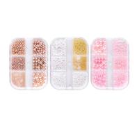TOVINANNA Perles pour Nail Art en Plastique 3 Pcs Boîte Mixte Breloques Décoratives Demi-Sphère pour Ongles Accessoires Nail Art DIY Fournitures Manucure Salon Bijoux Décoratifs