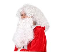TOVINANNA Perruque Blanche Longue Bouclée et Barbe de Père Cosplay Accessoire de Costume de