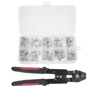 TOVINANNA Pince à Sertir de Câbles Métalliques en Acier Inoxydable 150 Viroles en Aluminium 8 Mm, Outil Manuel Portable pour Pêche et Usage Extérieur, Kit Complet de Sertisseuse à Virole