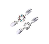 TOVINANNA Pinces à Châle Rétro en Alliage 2 Pièces Clips pour Cardigan et Pull Design Fleur Brillante Accessoires Mode pour Femmes Usage Formel et Quotidien Lot Multicolore et Blanc