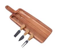 TOVINANNA Planche à Découper en Bois avec Couteaux à Fromage Plateau de Charcuterie Apéritif Multifonction Set 1 Pièce pour Fromage et Légumes Ustensiles la Cuisine Bois pour Réception