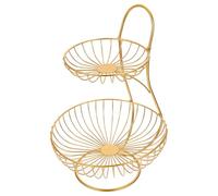TOVINANNA Plateau à Fruits en Fer Double Couche Doré Porte-Fruits Décoratif pour Maison Corbeille Fruit Élégante et Pratique Cuisine Banquet et Réunion Familiale