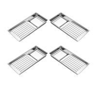 TOVINANNA Plateau pour Outils de Manucure en Acier Inoxydable, Lot de 4 Pièces, Plateau Métallique Antidéversement pour Rangement Professionnel en Salon de Beauté