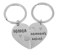 TOVINANNA Porte-clés Créatifs en Acier Inoxydable pour Mamans, 2 Pièces, Forme Puzzle et Cœur, Surface Polie Miroir, Design Élégant et Robuste