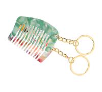 TOVINANNA Porte-clés Peigne Démêlant 2 Pièces Mini 5,3cm x 3,1cm En Acétate Bleu Vert Pour Cheveux Bouclés Usage Quotidien