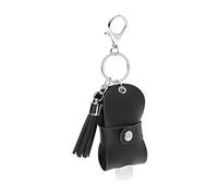 TOVINANNA Porte-clés Porte-bouteille En Cuir 2 Pièces 30 Ml Étanche Pour Lotion Et Parfum Usage Extérieur Intérieur Couvercle Noir à Franges Portable