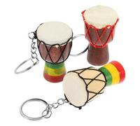 TOVINANNA Porte-Clés Tambour Africain 3Pcs en Bois et Cuir Pendentif de Paquet Décoratif Accessoire de Voyage Unique pour