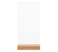 TOVINANNA Porte-Menu en Acrylique Transparent 100×200 MM Format Vertical Support Publicitaire Base Stable en Bois de Hêtre Porte-Notes de Table pour Restaurants et Affichage Professionnel