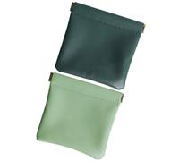 TOVINANNA Porte-Monnaie à Boutons en Cuir PU Vert, Lot de 2 Pièces, Mini Bourse Carrée Multifonctionnelle, Organiseur Pratique pour Paquet à Épaule ou Grand Paquet
