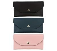 TOVINANNA Portefeuille Enveloppe pour Billets 3 Pièces en PU Imperméable Lot de 3 Pochettes Longues Coloris Bleu Foncé Noir et Rose Organiseur D’Argenté Compact pour Voyage Porte-Cartes