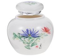 TOVINANNA Pot à Thé en Céramique Bleue à Motif Fleurs de Chrysanthème Bocal Hermétique Couvercle Boîte à Thé Multifonction pour Conservation en Vrac Décoration Traditionnelle Chinoise 1