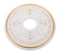 TOVINANNA Rosace de Plafond Ronde en Plastique Légère Diamètre Extérieur 396 CM Diamètre Intérieur 11 CM Finition Blanche et Dorée Plaque de Recouvrement pour Plafonnier et Ventilateur