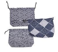 TOVINANNA Sacoche à Lunch Bento Japonaise 3pcs en Polyester Cordon de Serrage et Étanchéité pour Transporter Fruits et Gâteaux Bureau L'école