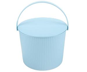 TOVINANNA Seau de Rangement Bac en Plastique avec Couvercle et Poignées Boîte de Rangement Compacte pour Jouets Articles Ménagers Organisation Maison Seau Rond pour Salle de Bain