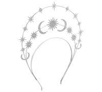 TOVINANNA Serrage-Tête Étoile et Lune à Trois Couches, Couronne de Mariée en Cristal Argenté Scintillant, Bandeau Pailleté Vintage Léger pour Fête et Cérémonie, Accessoire Coiffure Bohème