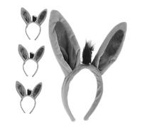 TOVINANNA Serrage-tête Oreilles D'âne En Peluche Douce, Lot De 4 Bandeaux Animaux Gris, Accessoire Costume Halloween Unisexe Pour Fête Costumée Et Cosplay, Léger Et Confortable