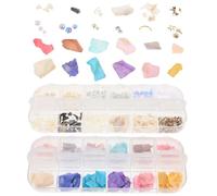TOVINANNA Set de Manucure 2 Pièces Coquillage Naturel pour Décoration Ongles, Accessoires Pratiques Boîte de Rangement, pour Décorer Vos Ongles et Votre Maison