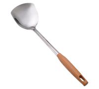 TOVINANNA Spatule Cuisine en Acier Inoxydable Manche Bois Ergonomique Ustensile Léger 1 Pièce Adaptée pour Wok Cuisine Maison Outil Résistant et Facile à Ranger