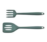 TOVINANNA Spatule Cuisine en Silicone Antiadhésive 2 Pcs Vert Foncé Résistante à la Chaleur Ergonomique pour Cuisson Quotidienne et Wok
