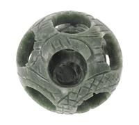 TOVINANNA Sphère Creuse en Pierre Verte Rotation Précise Sculptée Main, Décor Vintage Élégant pour Bureau et Maison, Boule Feng Shui Décorative