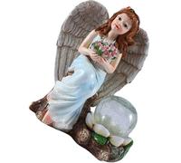 TOVINANNA Statue d'ange Solaire en Résine avec Globe Lumineux Décoration Extérieure de Jardin Étanche pour Pelouse et Terrasse Lampe Solaire Décorative pour Patio Ornement Jardin