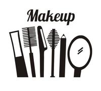 TOVINANNA Stickers Muraux Décoratifs pour Salon de Beauté, Autocollants Muraux Thème Outils de Maquillage, Papier Peint Adhésif Noir 55x44 Cm, Décoration Murale Chambre et Maison